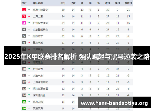 2025年K甲联赛排名解析 强队崛起与黑马逆袭之路
